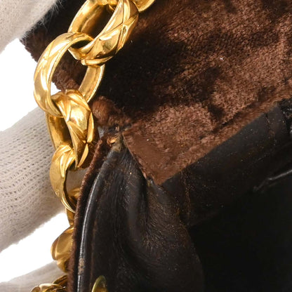 Chanel Brown Velvet Chain Shoulder Bag