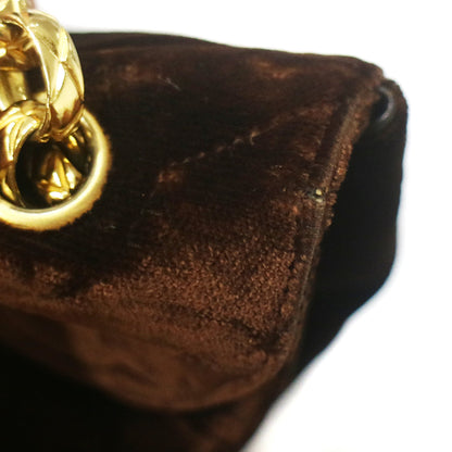 Chanel Brown Velvet Chain Shoulder Bag