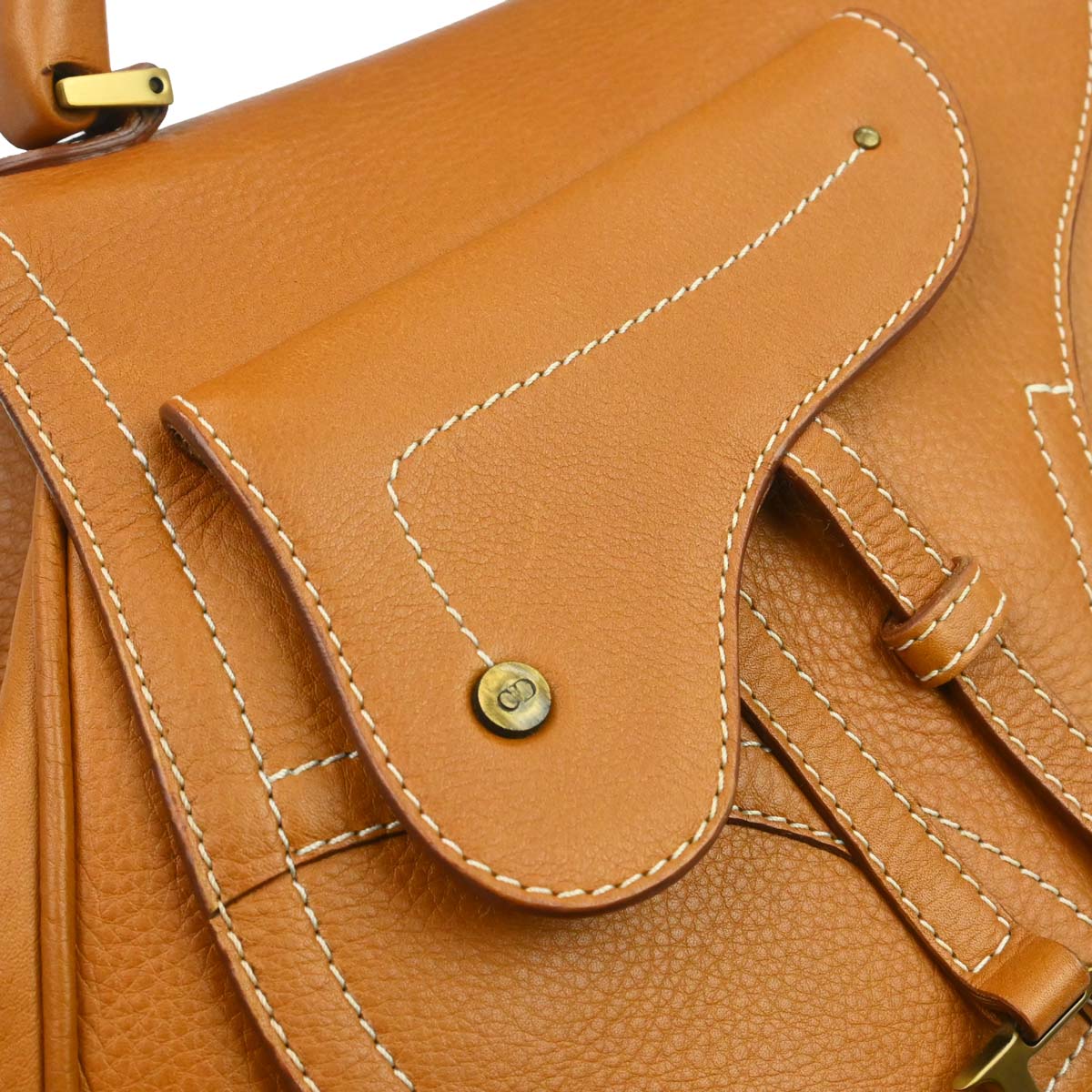 Christian Dior Brown Leather Top Handle Saddle 2way Shoulder Handbag