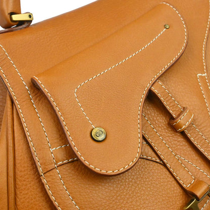 Christian Dior Brown Leather Top Handle Saddle 2way Shoulder Handbag