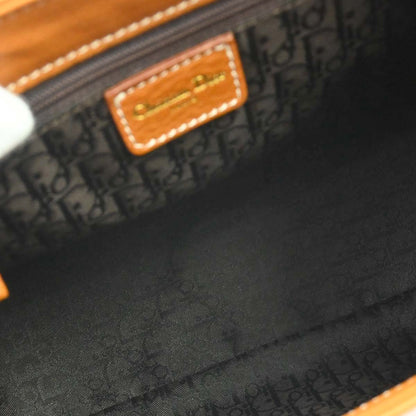 Christian Dior Brown Leather Top Handle Saddle 2way Shoulder Handbag