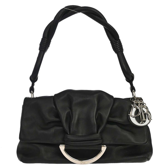 Christian Dior 2009 Black Lambskin Demi Lune Handbag