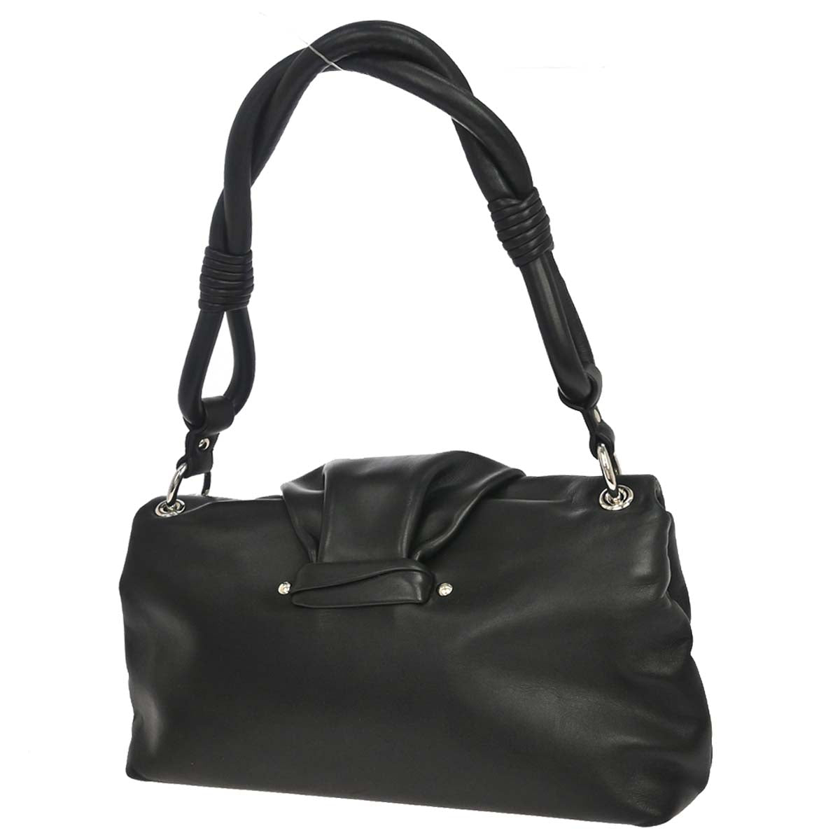 Christian Dior 2009 Black Lambskin Demi Lune Handbag