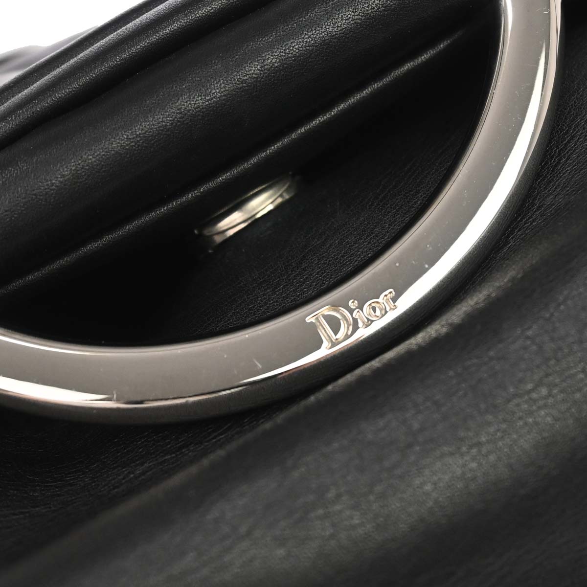 Christian Dior 2009 Black Lambskin Demi Lune Handbag