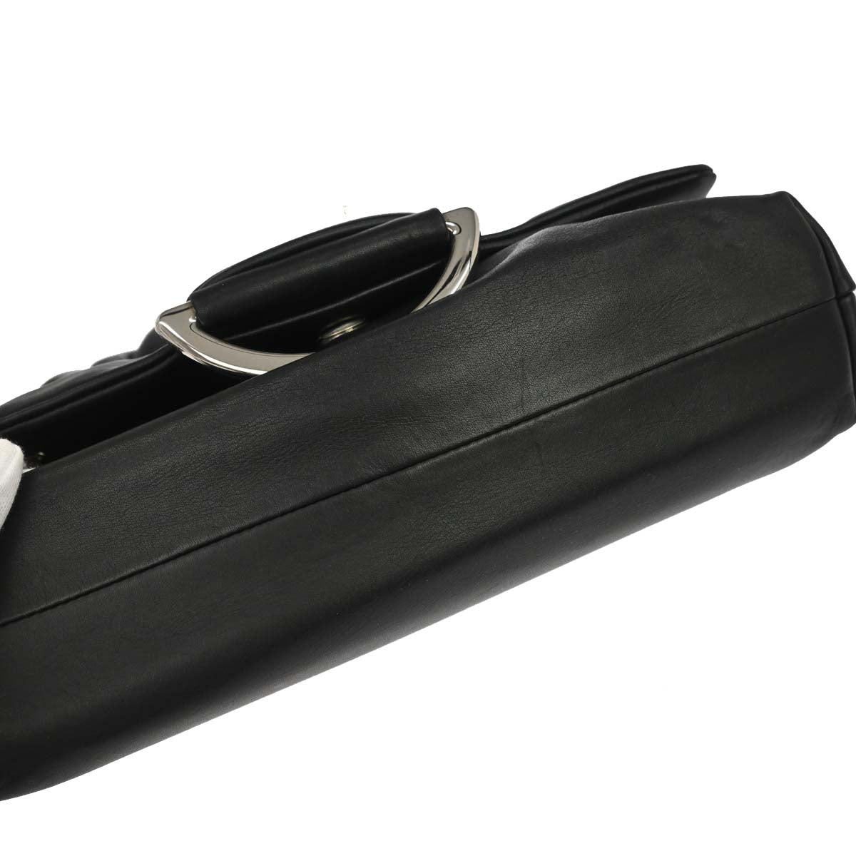 Christian Dior 2009 Black Lambskin Demi Lune Handbag