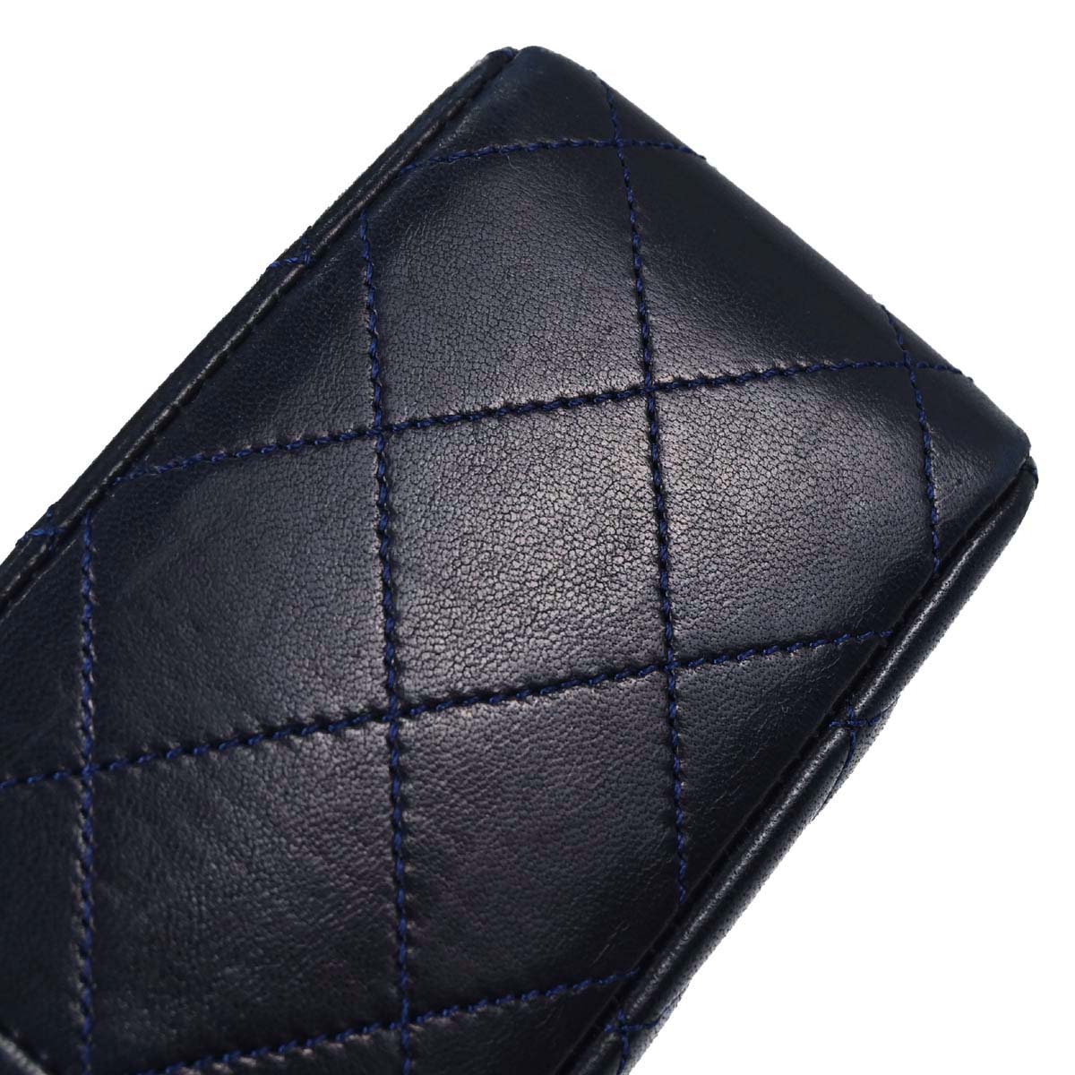 Chanel 1989-1991 Navy Lambskin Classic Square Flap Shoulder Bag 20