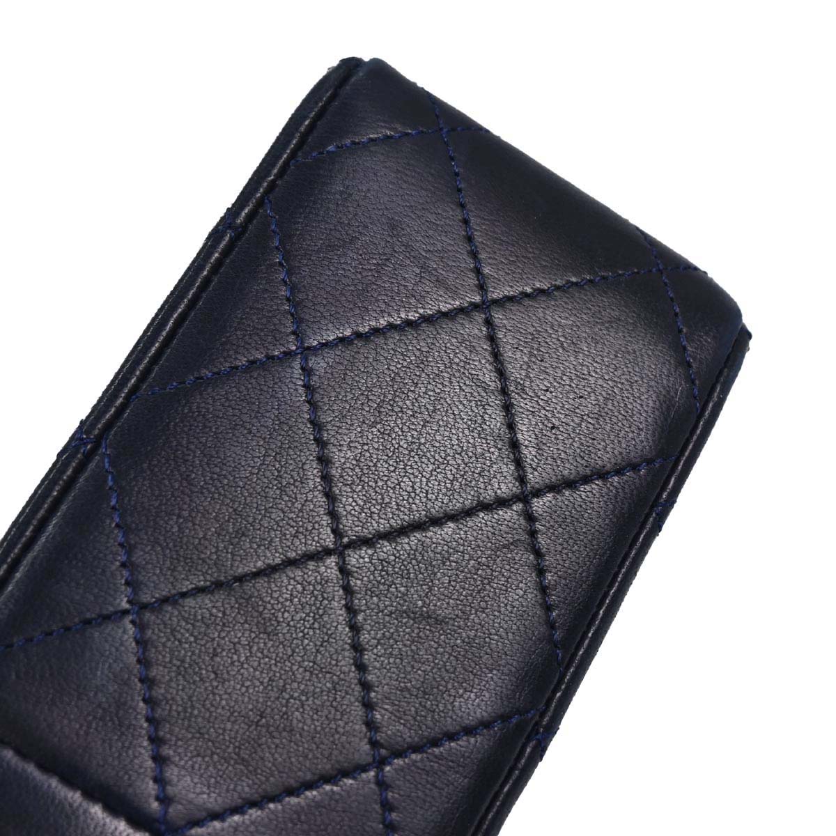 Chanel 1989-1991 Navy Lambskin Classic Square Flap Shoulder Bag 20