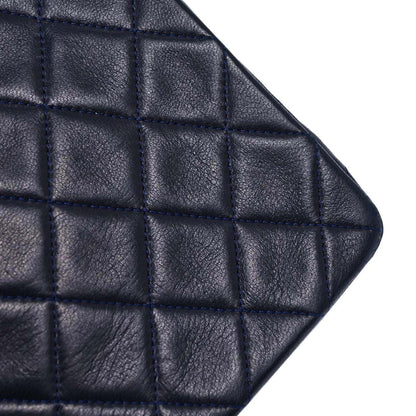 Chanel 1989-1991 Navy Lambskin Classic Square Flap Shoulder Bag 20