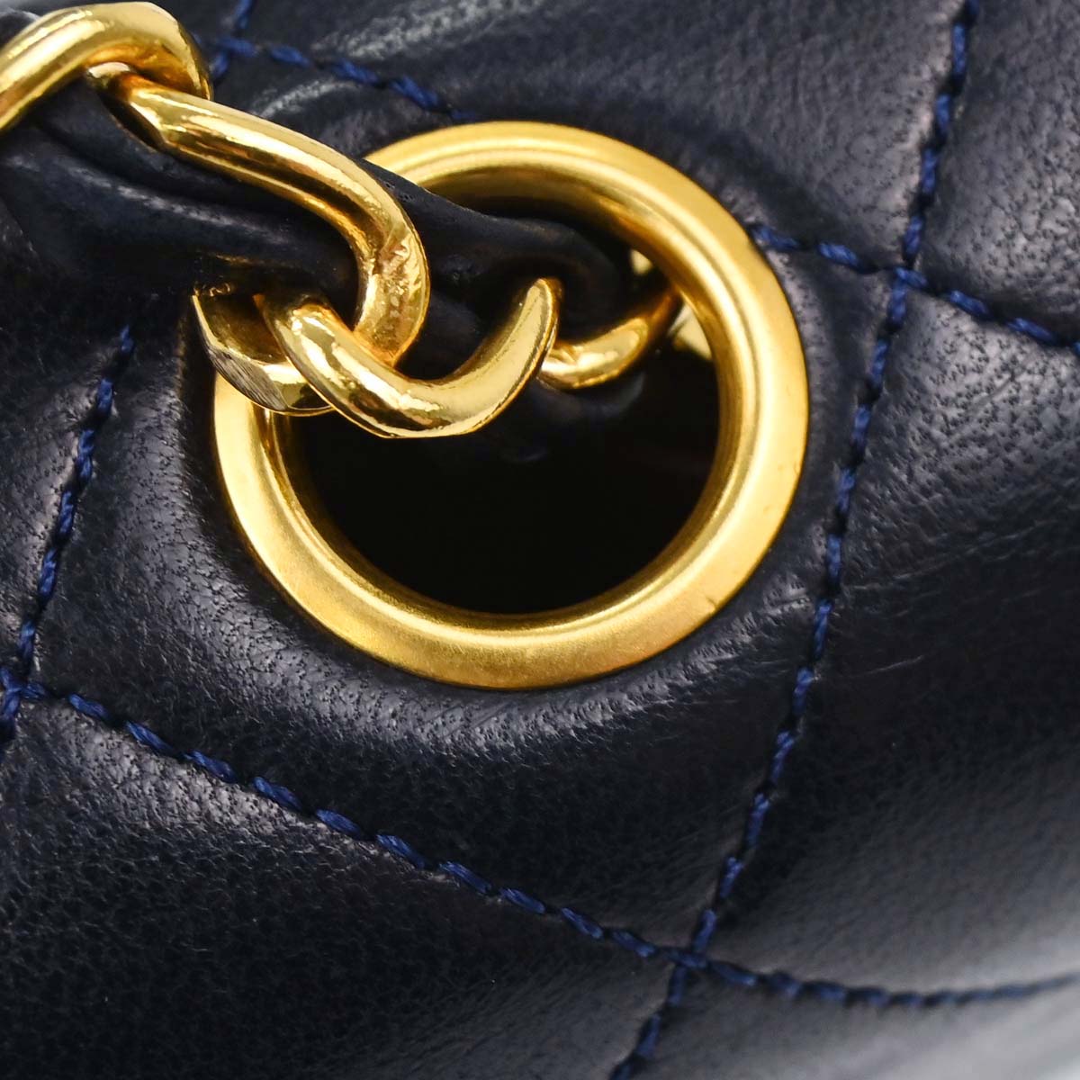 Chanel 1989-1991 Navy Lambskin Classic Square Flap Shoulder Bag 20