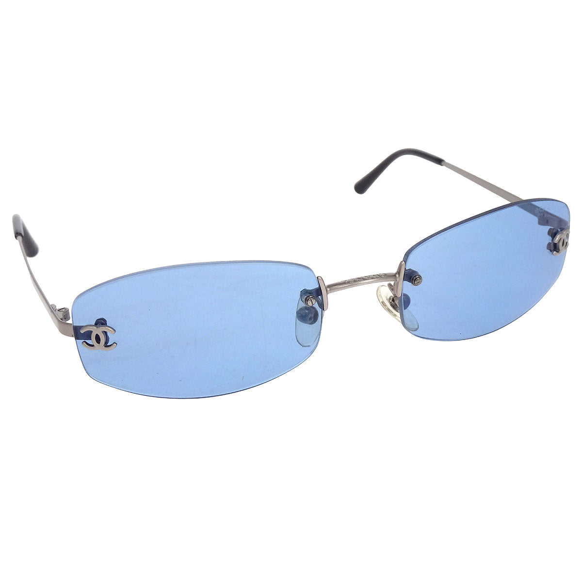 Chanel Sunglasses Eyewear Blue 54□19 Small Good