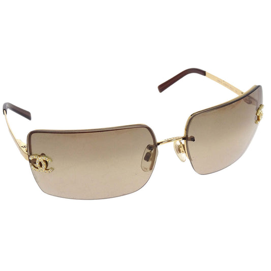 Chanel Sunglasses Eyewear Brown Rhinestone 62□15 Small Good