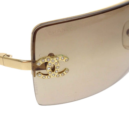 Chanel Sunglasses Eyewear Brown Rhinestone 62□15 Small Good