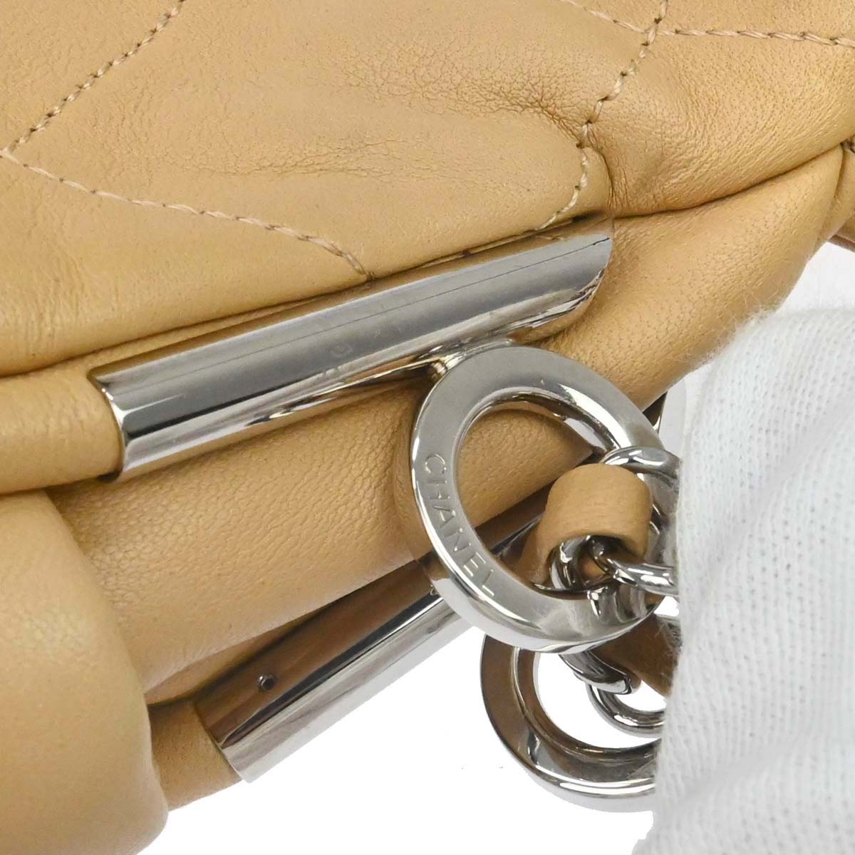 Chanel 2005-2006 Beige Lambskin Ultimate Soft Hobo Handbag