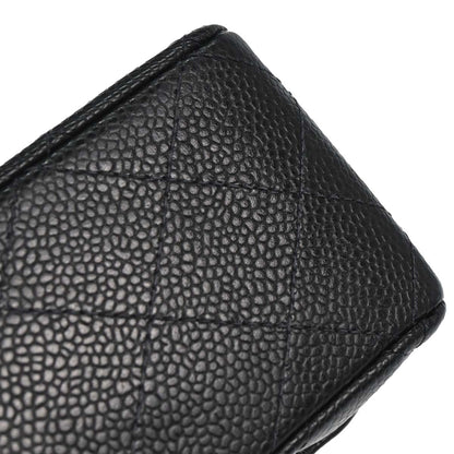 Chanel 2003-2004 Black Caviar Skin Medium Classic Double Flap Shoulder Bag