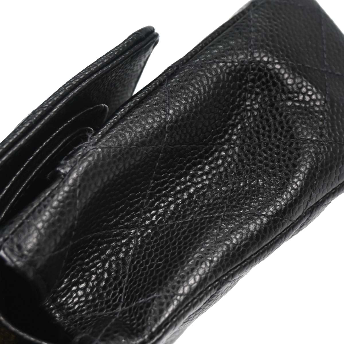 Chanel 2003-2004 Black Caviar Skin Medium Classic Double Flap Shoulder Bag
