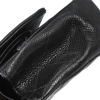 Chanel 2003-2004 Black Caviar Skin Medium Classic Double Flap Shoulder Bag