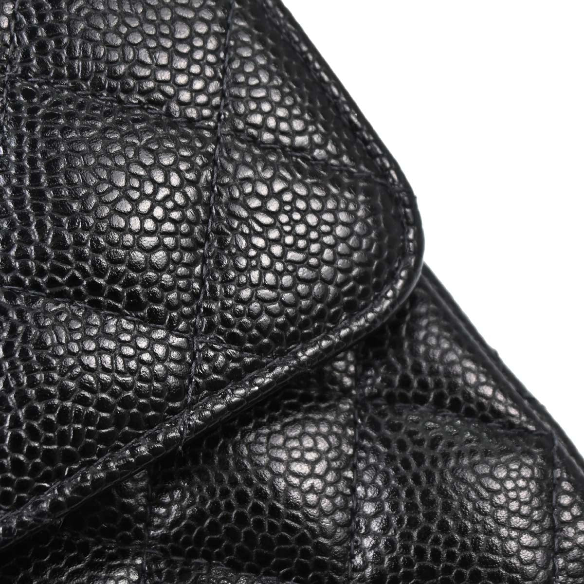 Chanel 2003-2004 Black Caviar Skin Medium Classic Double Flap Shoulder Bag