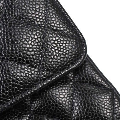Chanel 2003-2004 Black Caviar Skin Medium Classic Double Flap Shoulder Bag