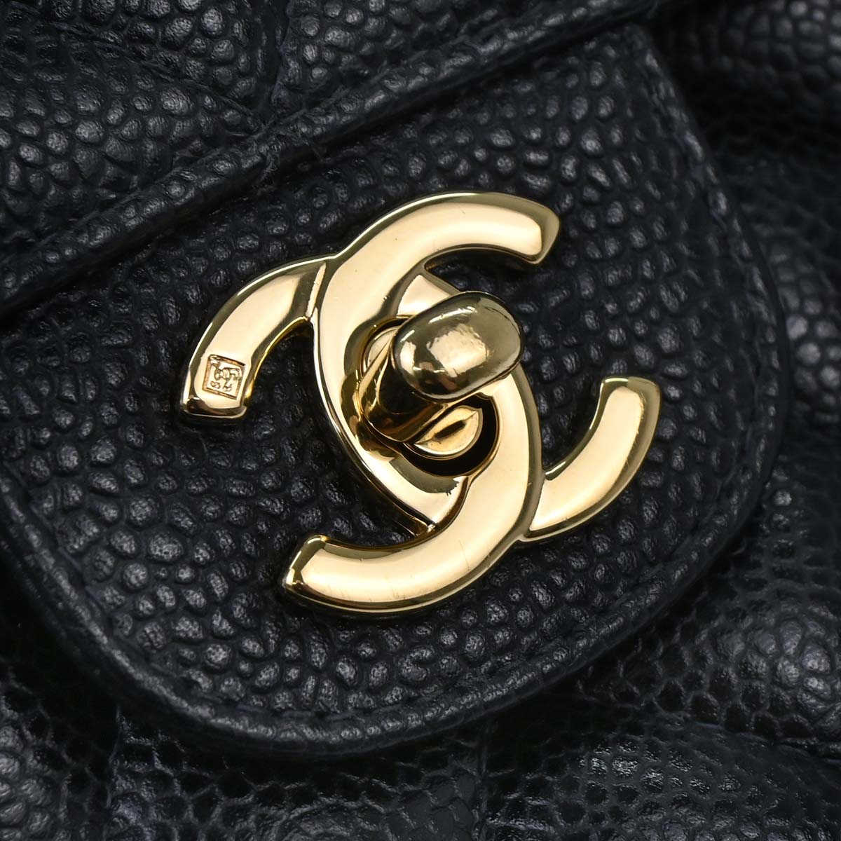 Chanel 2003-2004 Black Caviar Skin Medium Classic Double Flap Shoulder Bag