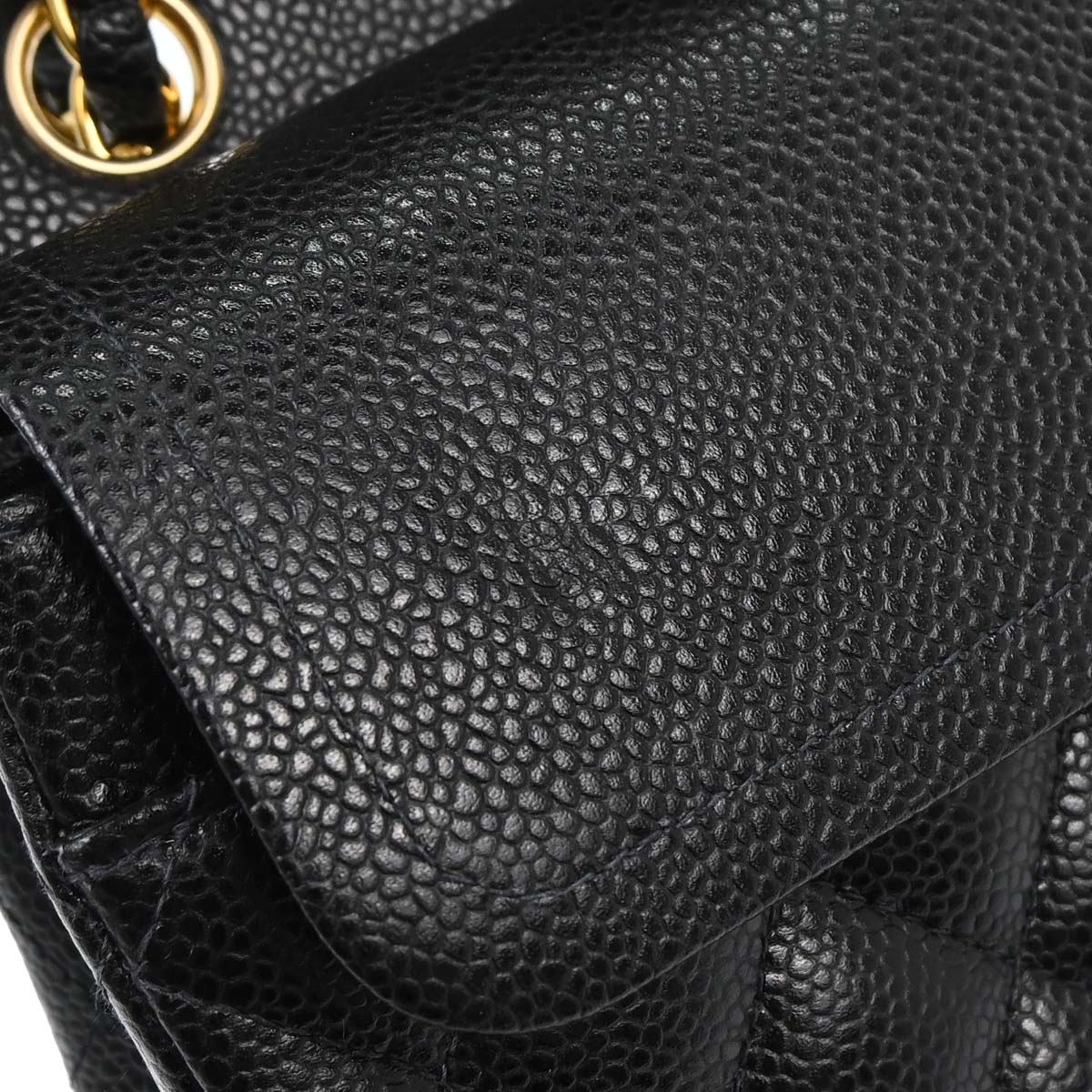 Chanel 2003-2004 Black Caviar Skin Medium Classic Double Flap Shoulder Bag
