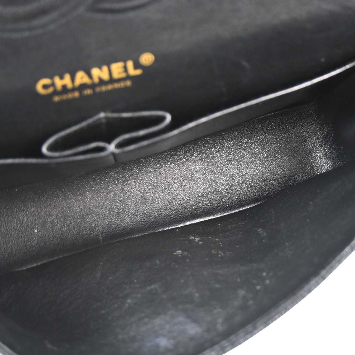 Chanel 2003-2004 Black Caviar Skin Medium Classic Double Flap Shoulder Bag