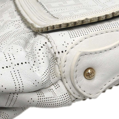 Fendi White Leather Zucca Chef Handbag