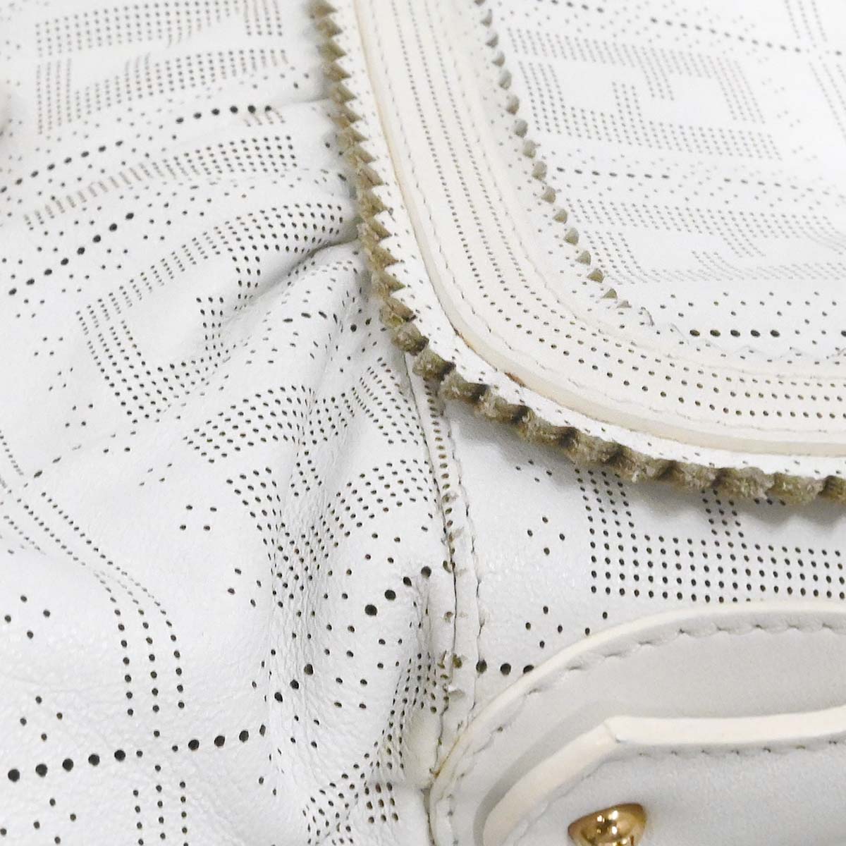 Fendi White Leather Zucca Chef Handbag