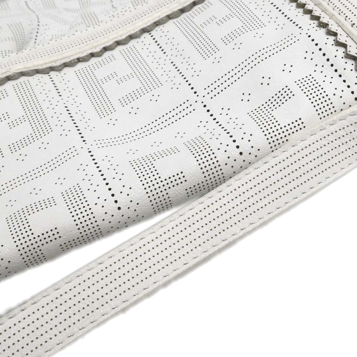 Fendi White Leather Zucca Chef Handbag