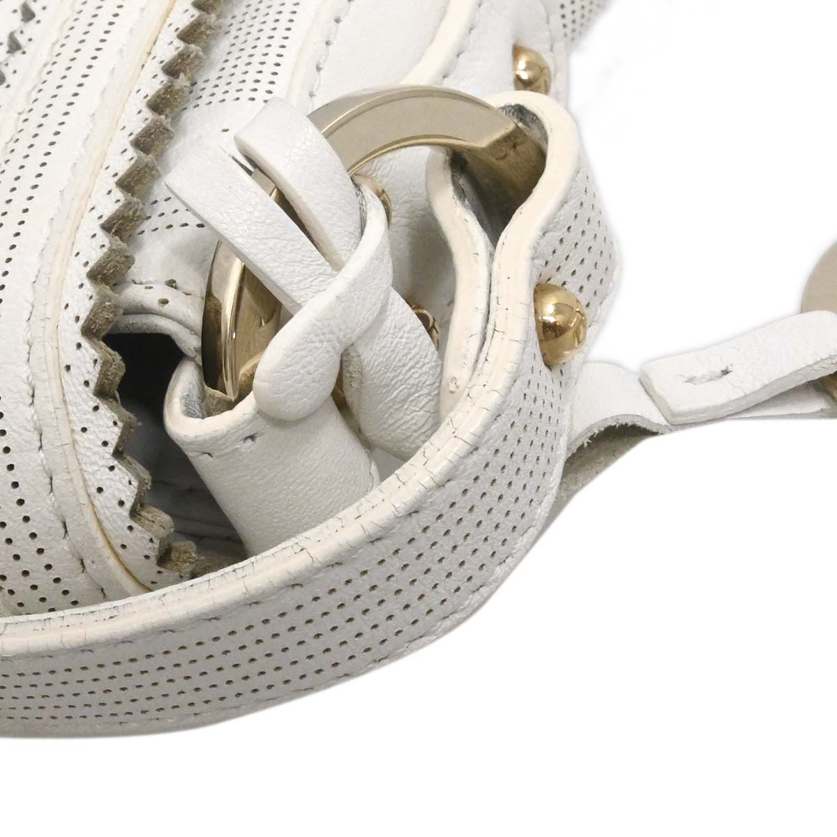 Fendi White Leather Zucca Chef Handbag