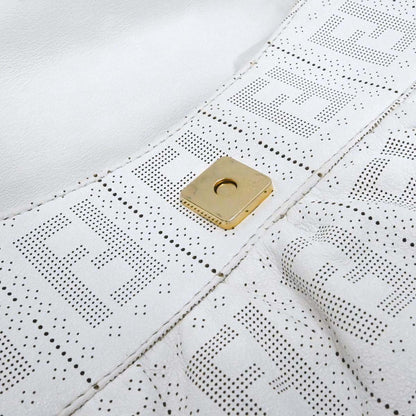 Fendi White Leather Zucca Chef Handbag