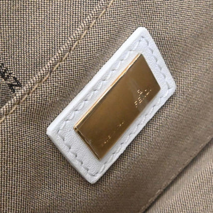 Fendi White Leather Zucca Chef Handbag