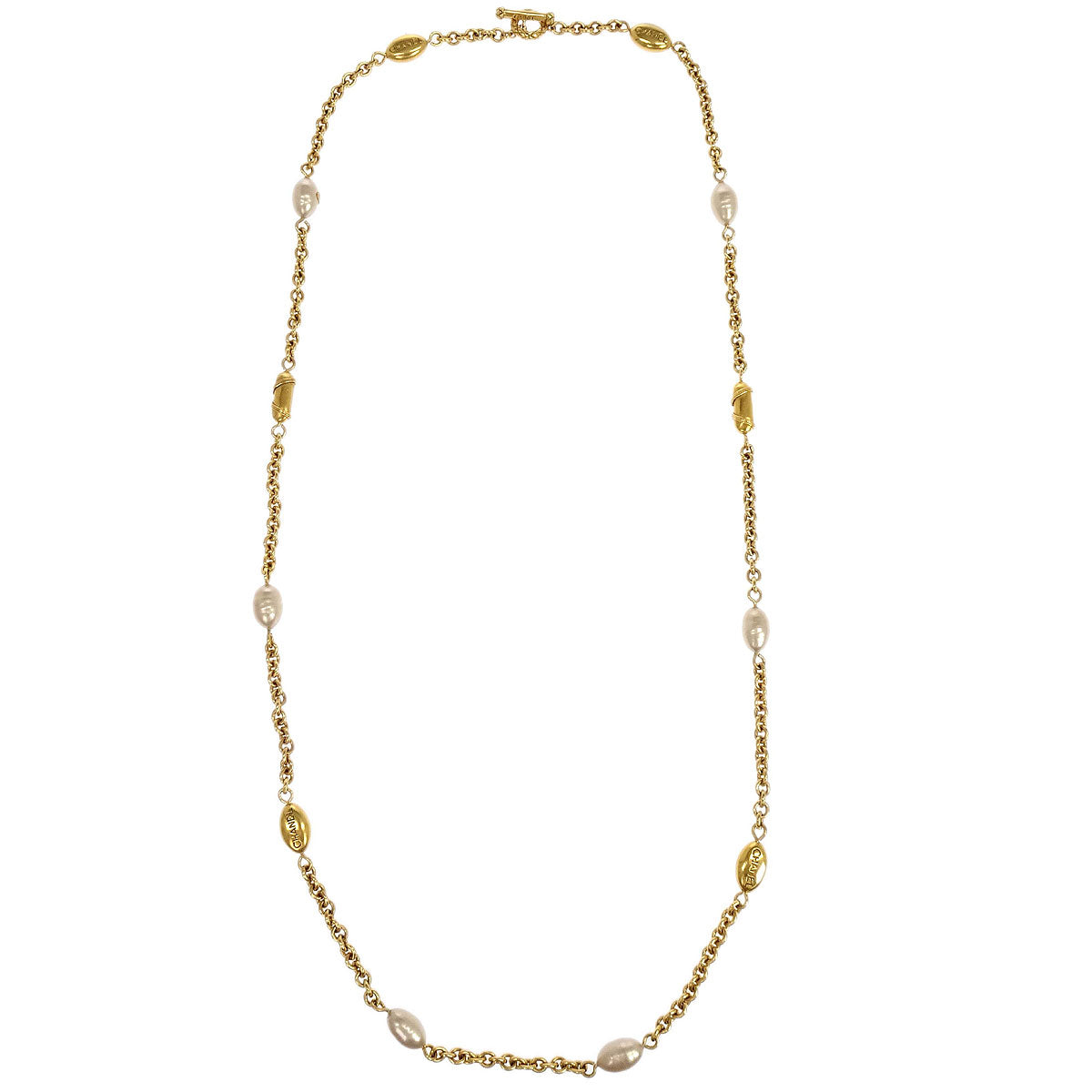 Chanel Chain Necklace Gold Costume Pearl 94A
