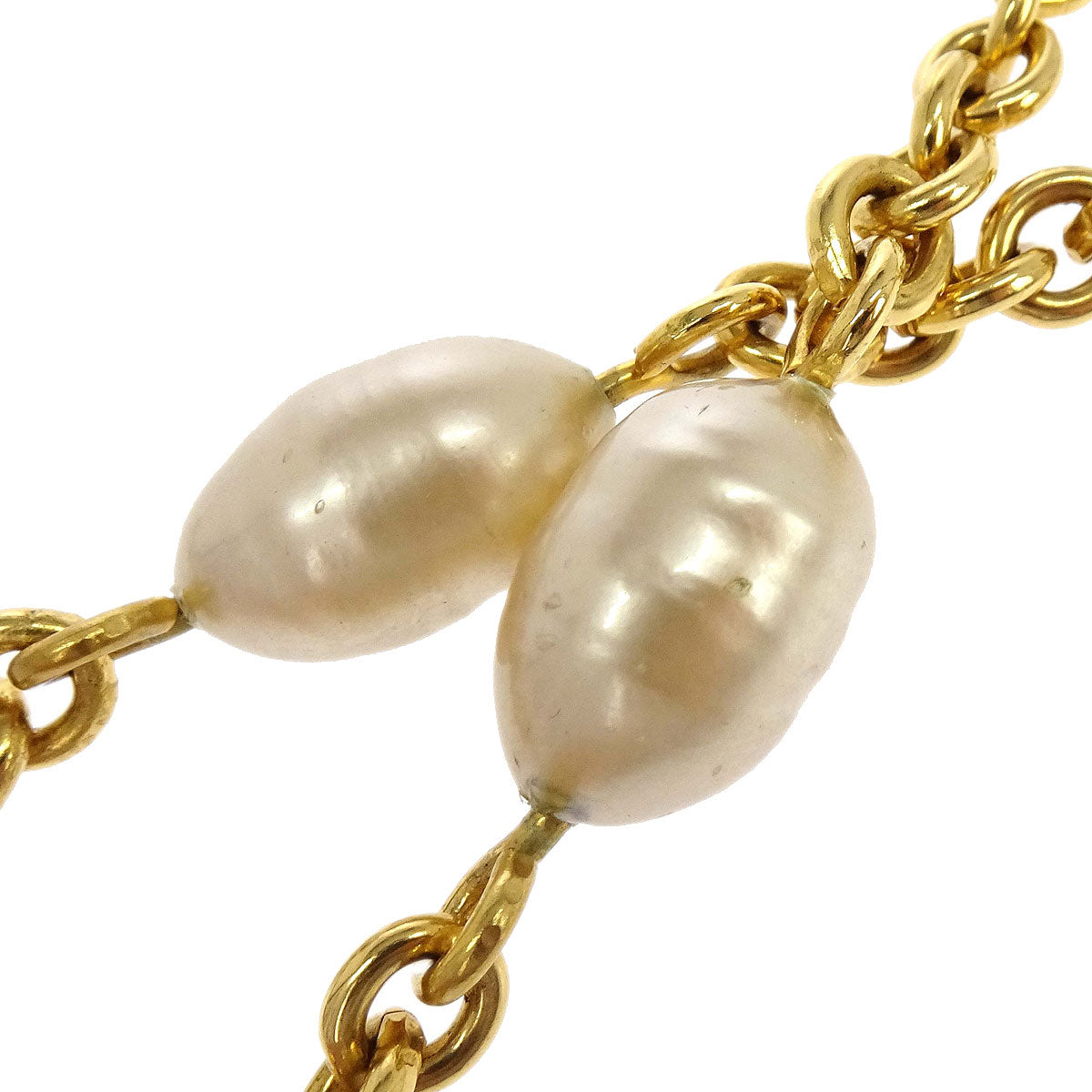 Chanel Chain Necklace Gold Costume Pearl 94A