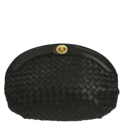 Bottega Veneta Black Lambskin Intrecciato Clutch Bag