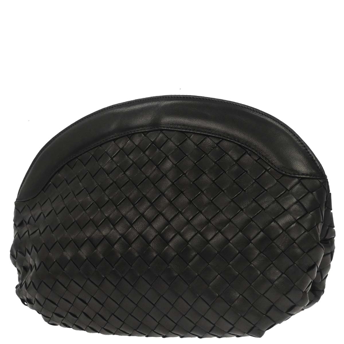 Bottega Veneta Black Lambskin Intrecciato Clutch Bag