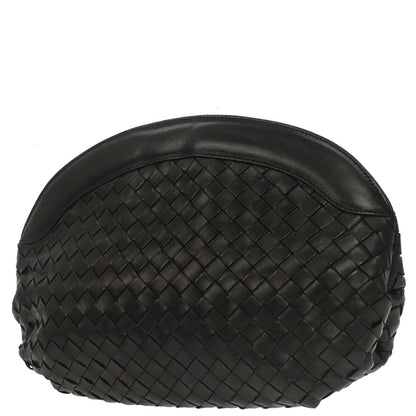 Bottega Veneta Black Lambskin Intrecciato Clutch Bag