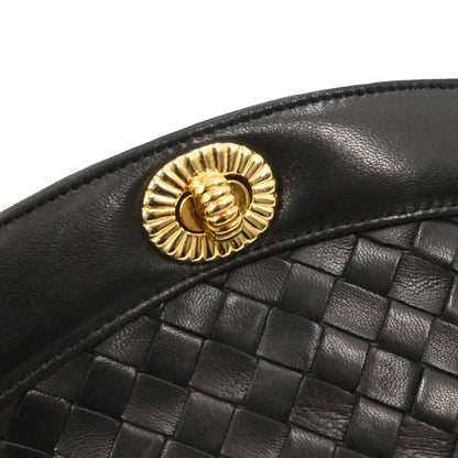 Bottega Veneta Black Lambskin Intrecciato Clutch Bag