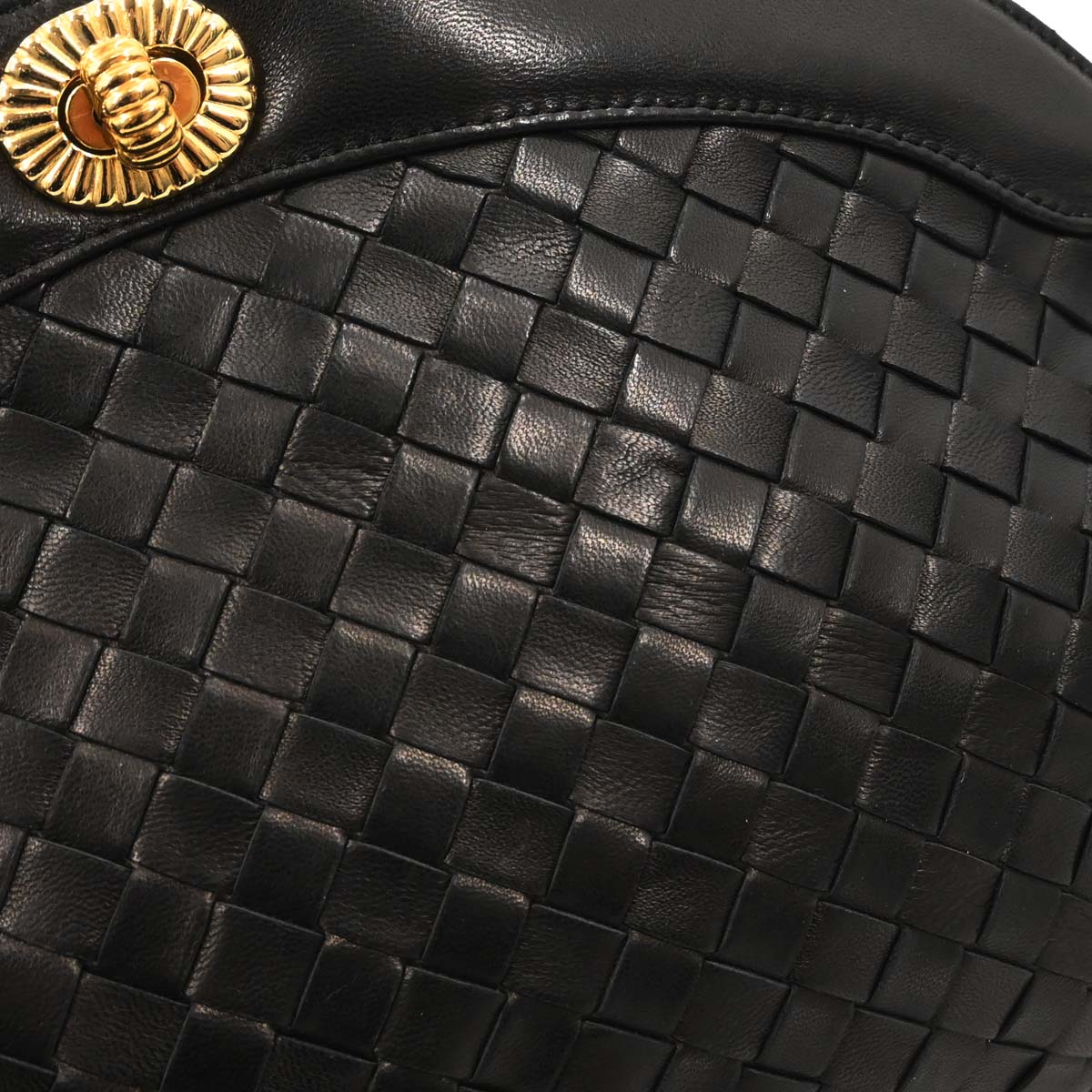 Bottega Veneta Black Lambskin Intrecciato Clutch Bag