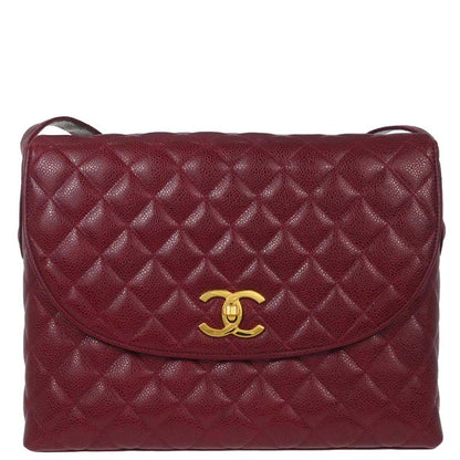 Chanel 1991-1994 Bordeaux Caviar Skin Shoulder Bag