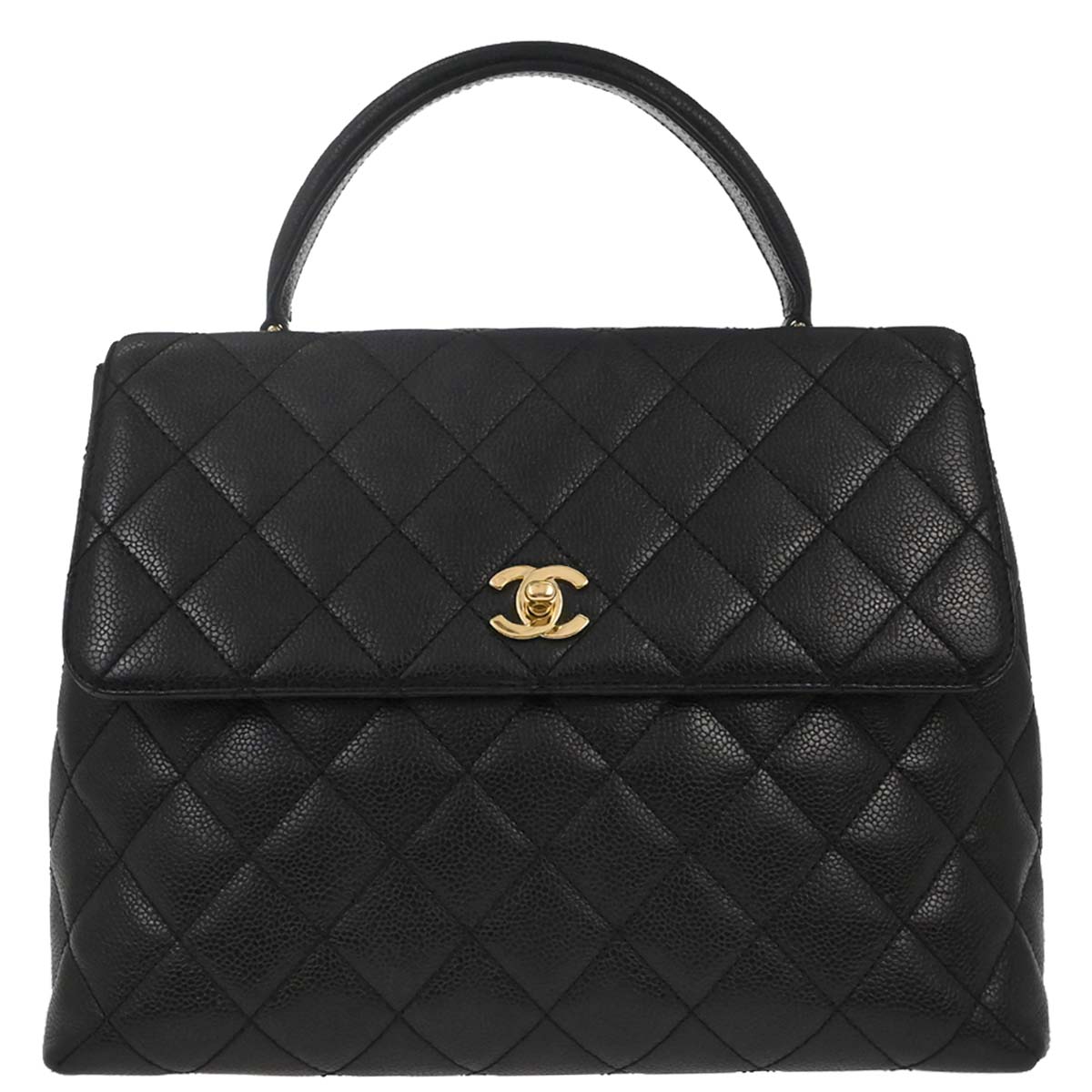 Chanel Black Caviar Skin Kelly Top Handle Handbag