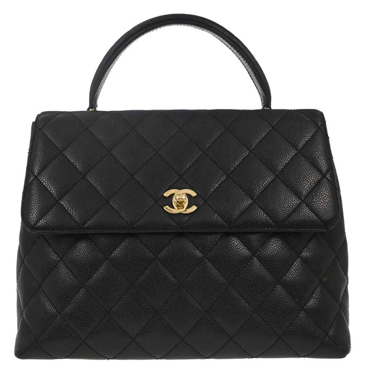 Chanel Black Caviar Skin Kelly Top Handle Handbag
