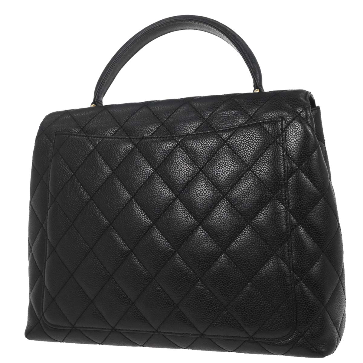 Chanel Black Caviar Skin Kelly Top Handle Handbag
