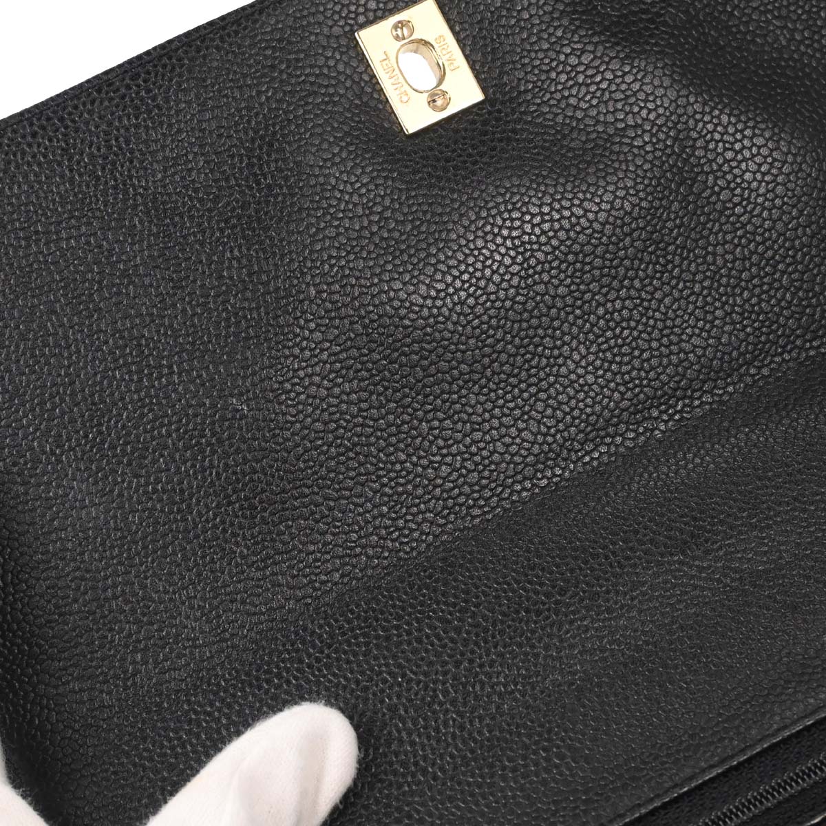 Chanel Black Caviar Skin Kelly Top Handle Handbag