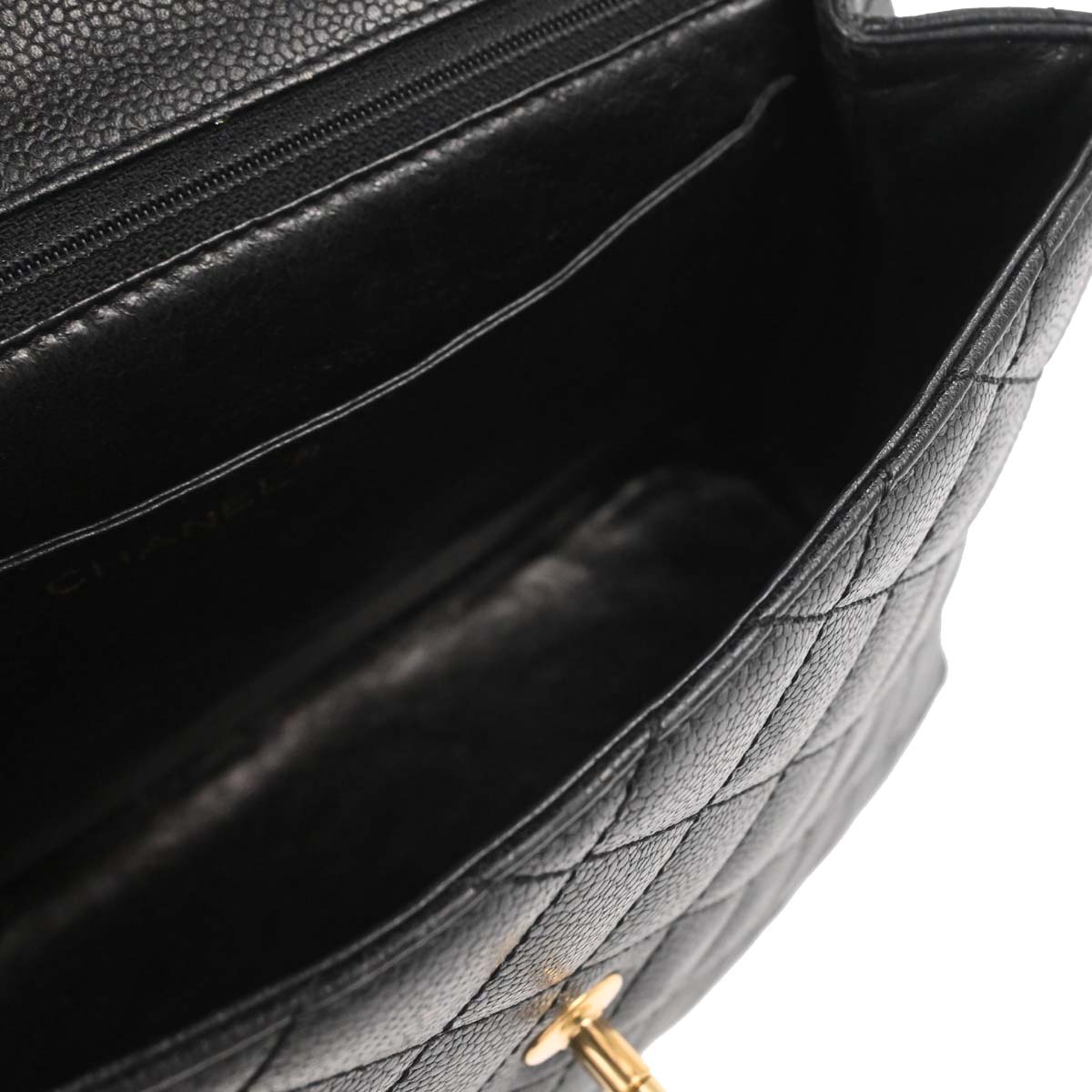 Chanel Black Caviar Skin Kelly Top Handle Handbag
