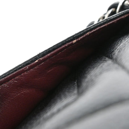 Chanel Black Caviar Skin Chevron Medium Classic Double Flap Shoulder Bag