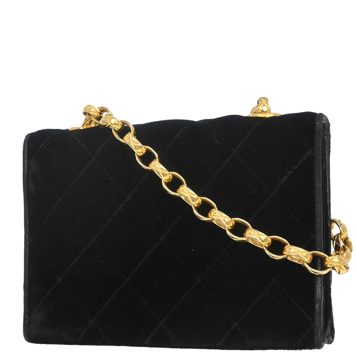 Chanel Black Velvet Camellia Shoulder Bag