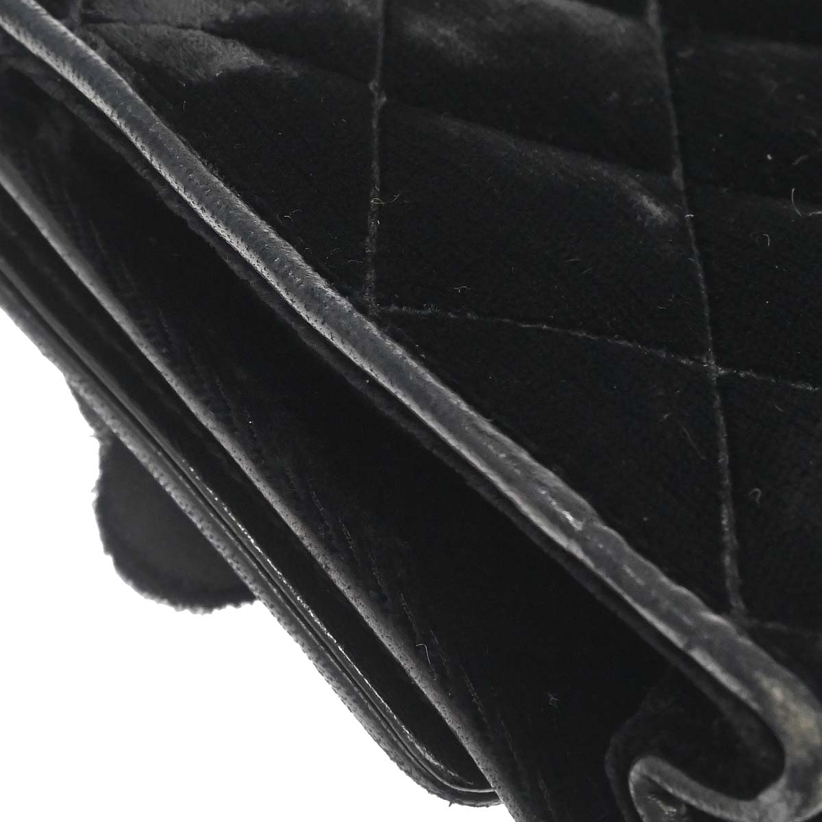 Chanel Black Velvet Camellia Shoulder Bag