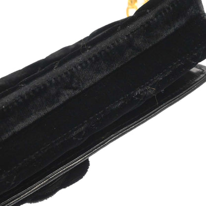 Chanel Black Velvet Camellia Shoulder Bag