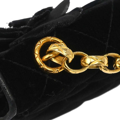 Chanel Black Velvet Camellia Shoulder Bag