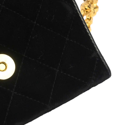 Chanel Black Velvet Camellia Shoulder Bag